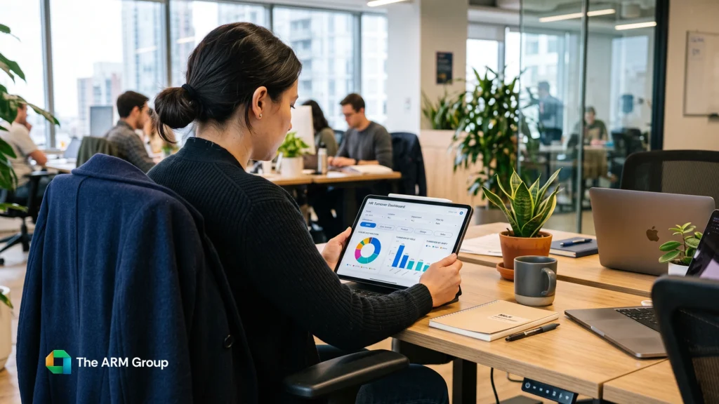 A manager reviews employee exits segmented by role, shift, location, and tenure.
