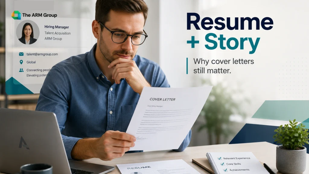 Job seeker reviewing a professional cover letter and resume to create a stronger job application